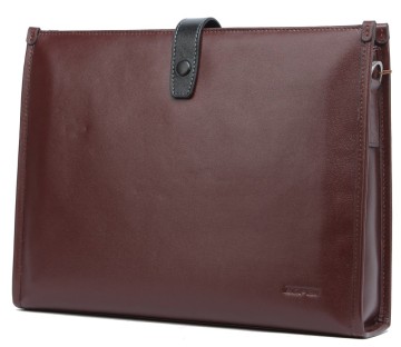 New Leisuely Solid Color Men's Stylish Designer Business Cowhide Leather Document Bag with Shoulder Strap