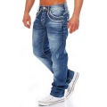 Partihandel anpassade jeansbyxor för män raka ben