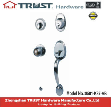 TRUST 8501-K87-AB:Solid Brass Strong Handle Lockset with Brass cylinder