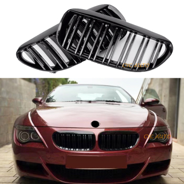 Materiał z górnej części brzucha wyścigowa czarna kratka nerkowa do BMW 6 serii E63 2006-2010 Front