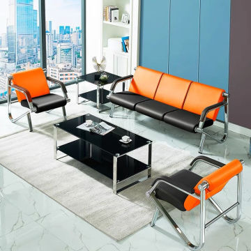 Gold Wood Frame Leather Double Seats for Waiting Areas