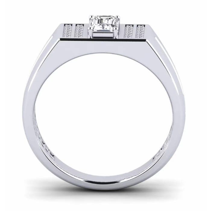 18k White Gold Emerald Gupitin ang Band ng Pavé Men