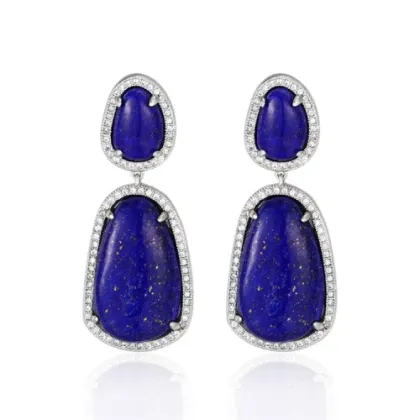 Vintage Royal Style Blue Colored Stone Sapphire Earrings