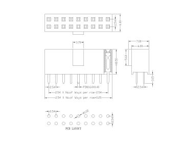 2.54 Female Header Dual Rows With Half Bump