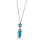 Collier écailles de poisson prisme hexagonal Bleu Turquoise Pierre