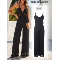 Black Tassel franjes openen wijd been jumpsuit