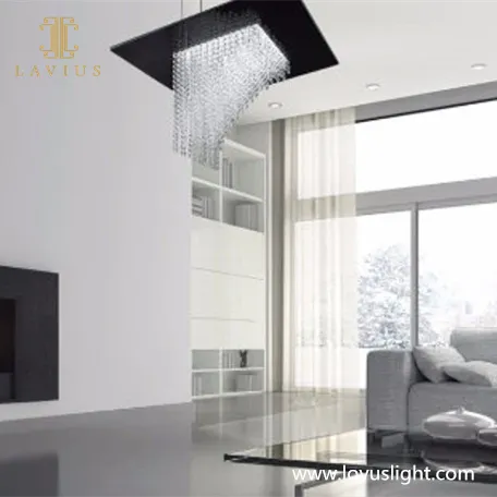 Custom long decorative crystal hotel chandelier modern light luxury simple chandelier