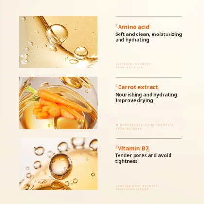 Dr.dmy Amino Acid Facial Cleanser - Tender Pore Cleanser, Deep Cleansing & Hydrating Carrot Cleansing Facial Cleanser