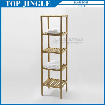 Fancy 5 Tier Rectangle Bamboo Bathroom Counter Shelf