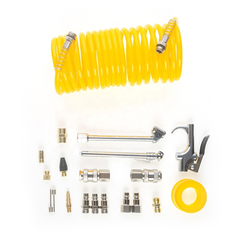 5-star 8-piece Polyurethane Coil Hose Air Tool Kit with Blow Gun and Nozzle