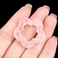 Rose Quartz 30mm Hollow Plum Blossom Pendant & Ornament for Home Decoration Handmade Craved Stone Solar