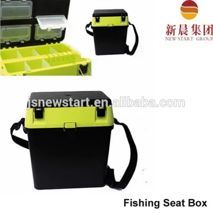 Manufacture Top quality yellow and brown color big plastic fishing tackle box ,fishing seat box