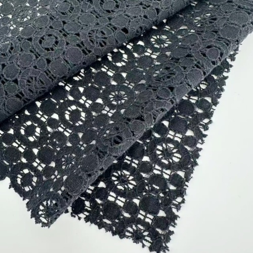 Tessuto di pizzo traforato circolare floreale in nylon di cotone