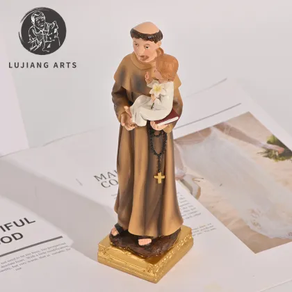 8-inch Saint Anthony Holy Resin Statue - Decorative Figurine on Base: A Religious Gift