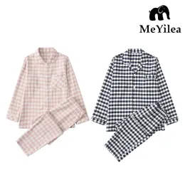 Japanese Plaid Cotton Gauze Women Homewear Set