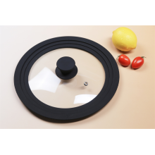 Black rim silicone glass lid with 4mm glass