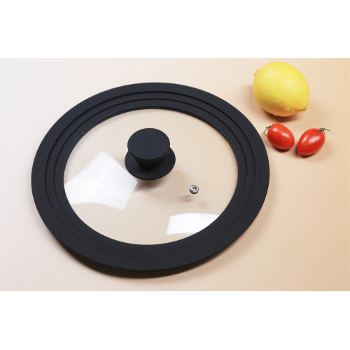 Black rim silicone glass lid with 4mm glass