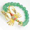 Green Aventurine Gemstone Bracelet with Diamante alloy scorpion Piece