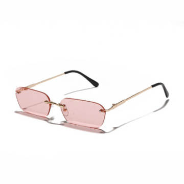 Rimless Rectangle Small Frame Unisex Sunglasses