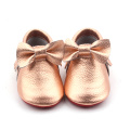 Soft Leather Baby Girl Moccasins with Bow