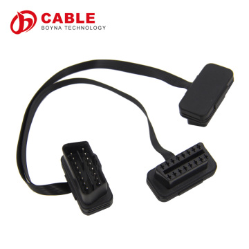 [Wholesale price] Flat Thin As Noodle obd 16 pin cable flat y cable with obd2 16 pin adapters fast shipping