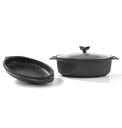 MGC Custom Safety Design Oval Grilled Fish Pan Set