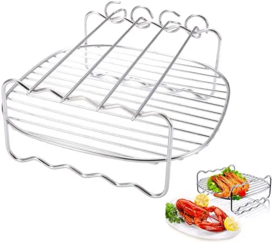 Rustproof Double Layer 304 Stainless Steel Skewer Rack