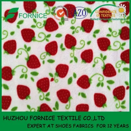 for slipper warp knitted polyester minky fabric print
