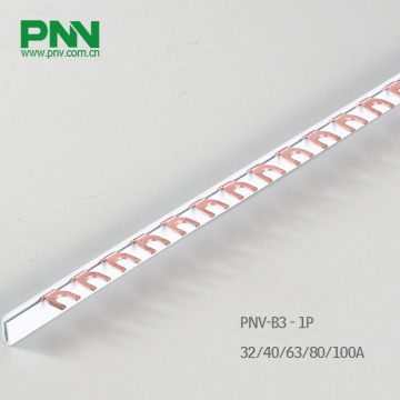 Busbar, 1p Fork Type Copper Busbar 80A 1.5*9mm