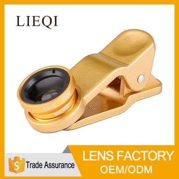 Low cost 3 in 1 fish eye+macro+0.67x wide angle lens for mobile phone camera