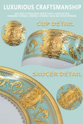 200cc Porcelain Bone China Coffee Tea Cup Set with Gold Trim and Gift Box