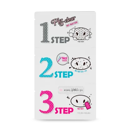 Holika Holika 3-Step Korean Face Skin Care Kit: Natural AHA, Pig Clear Black Head Remover, Honey Gold Nose Peel Off Pack & Mask