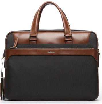 Concise Elegant Computer Briefcase Nylon Leather Men Handbag (114-125)