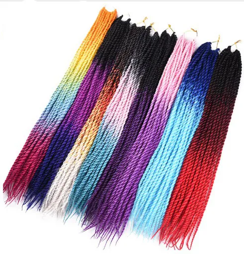 Hot sell 22 inch different colors Crochet Senegalese Twist ombre senegalese crochet braid twist crochet twist weave