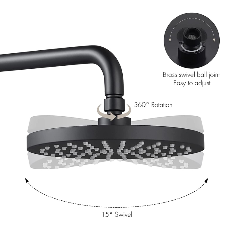 Modern Matte Black Rain Shower Faucet Set