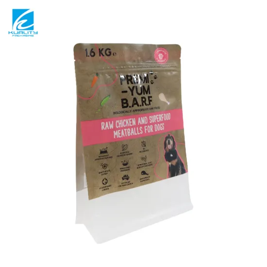 Custom Printed Reusable Flat Bottom Dog Cat Freeze Dried Food Packaging Bags
