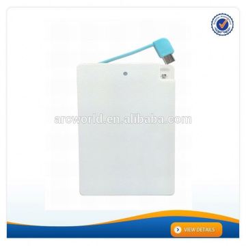 AWC049A 1000mah 2500mah Credit Card Design Wholesale Bank Power With Built In Cable