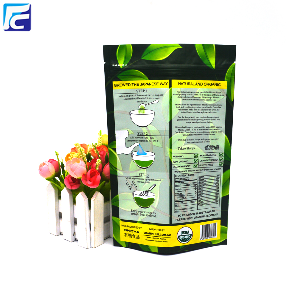 Plastic Ziplock Tea Packaging Bag Bolsa