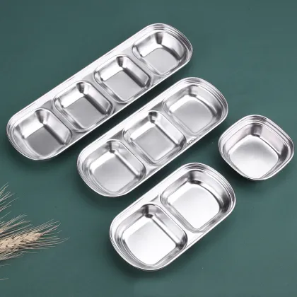 Korean Style Mini Square Stainless Steel Barbecue Spice Tray - Eco-Friendly Sauce Dish