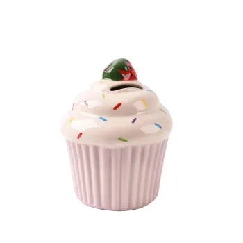 Hand-Painted Ceramic Cupcake Money Box - Decorative Novelty Piggy Bank