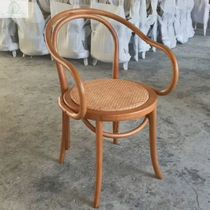 Vintage Solid Wood Thonet Backrest Dining Arm Chair for Sale