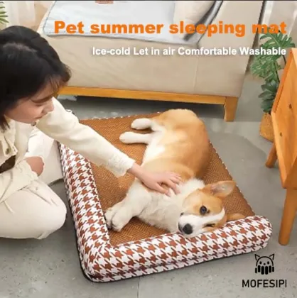 Luxury Rectangle Pet Bed Mat - MOFESIPI Moisture-Proof Rattan Pet Mat