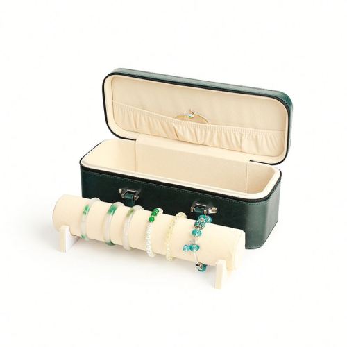 Custom Green leather Jewelry Organizer Case Box