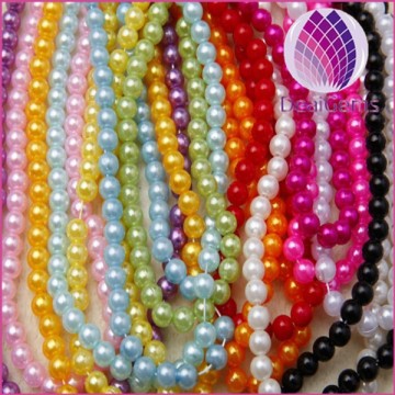wholesale connecting 6mm immitation pearl ABS plastic round plastic beads chain for clothing and christmas decoration