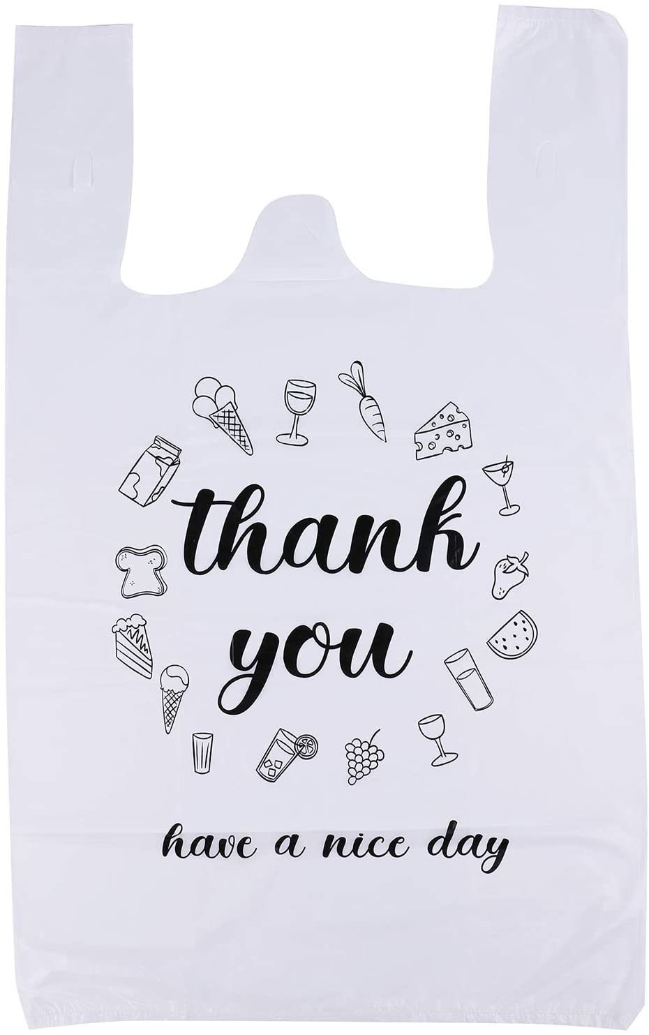 Sturdy Reusable Thank You T-Shirt Plastic Grocery Packing Shopping Bags