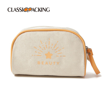 Tragbarer Organizer der Leinwand -Toiliermaschine: Make -up -Tasche mit großer Kapazität mit Doppel -Reißverschluss für die Reise