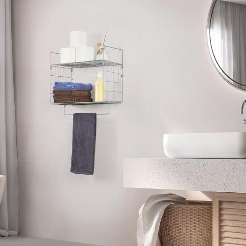 Wall Mount Metal Wire Bathroom Shelf Organizer