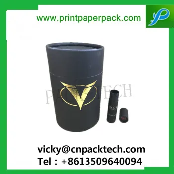 Luxury Black Foil Stamped Round Cardboard Paper Gift Tea Box