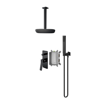 Black Ceiling Mount Rain Shower System With Handheld