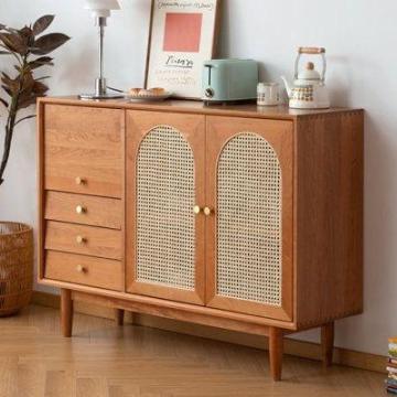 High-Quality Rustic Rattan Wooden Cabinet for Living Room
